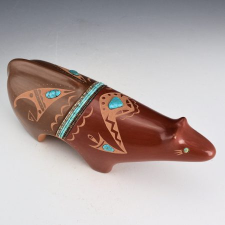 Alternative view of Sanchez, Russell  - 9" Long Brown-and-Red Old Style Mountain Lion with 5 Lone Mountain Turquoise