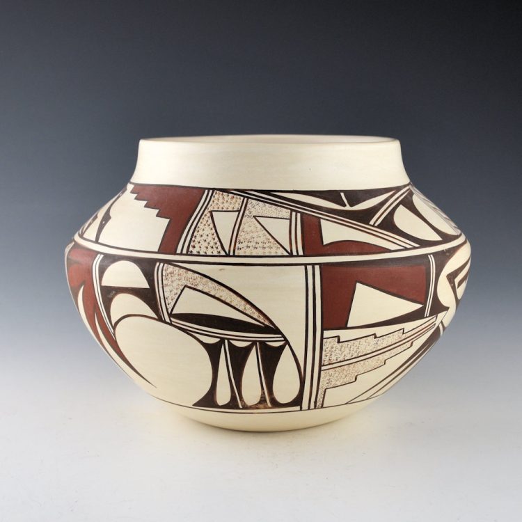 Navasie, Grace - Large Wide Jar with Bird and Bird Tail Designs
