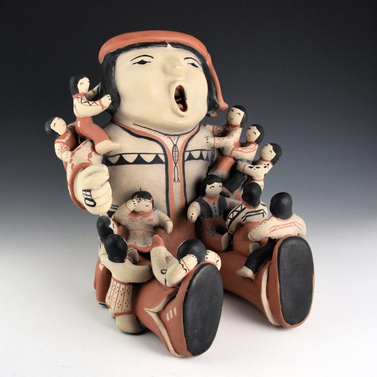 Suina, Ada - 10" Tall Male Storyteller with Twelve Children (1980s)