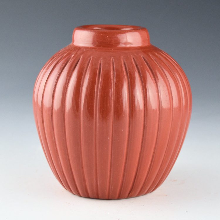 Baca, Alvin - Red Melon Jar with 32 Ribs - Image 2