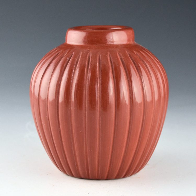 Baca, Alvin - Red Melon Jar with 32 Ribs - Image 3