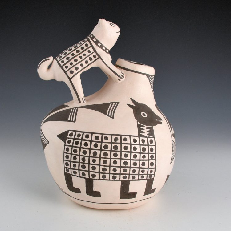 Shields, Ethel - Jar with Birds and Mountain Lion Handle (1970s)