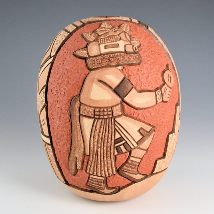 Polacca, Thomas - Carved Seed Jar with Corn Dancer Katsinas (1990s)