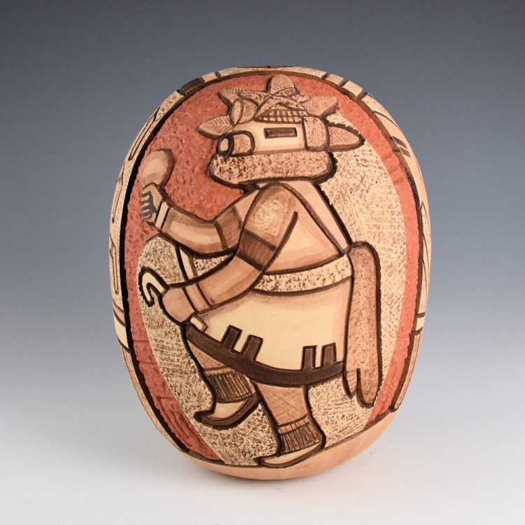 Polacca, Thomas - Carved Seed Jar with Corn Dancer Katsinas (1990s) - Image 2