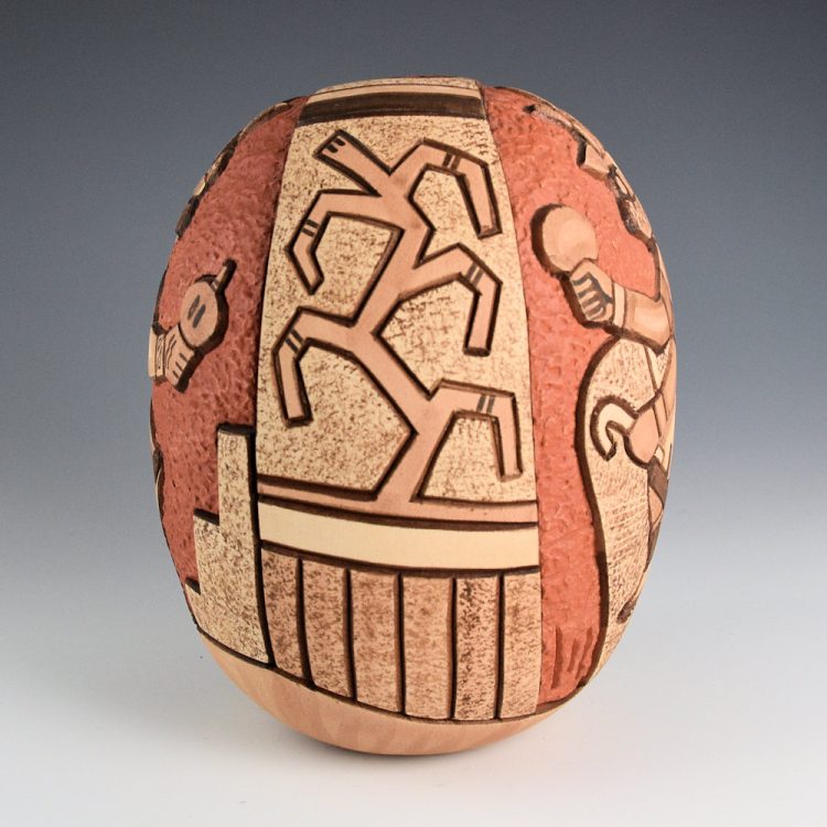 Polacca, Thomas - Carved Seed Jar with Corn Dancer Katsinas (1990s) - Image 3