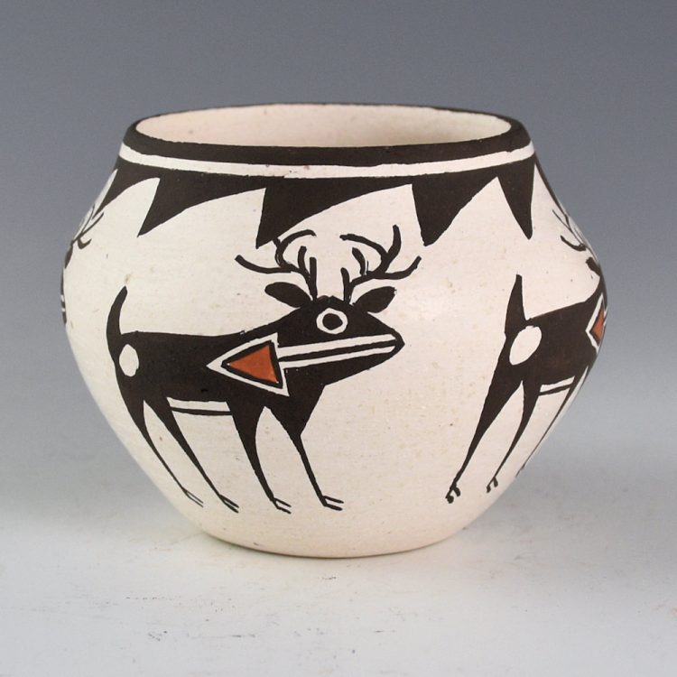 Lewis, Dolores - Jar with Four Heartline Deer (1970s)