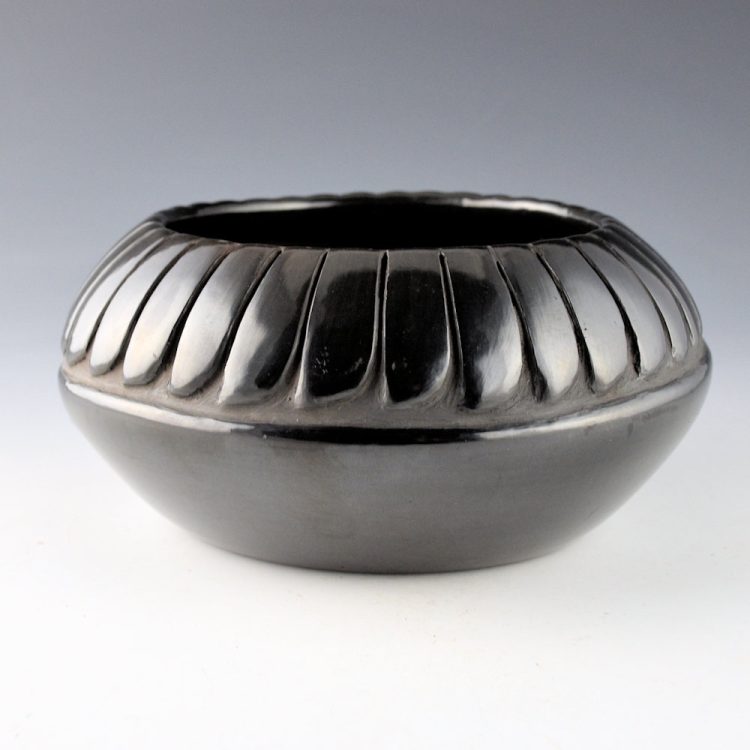 Medicine Flower, Grace, and Camilio Tafoya - Bowl with 33 Carved Feathers (1960's) - Image 2