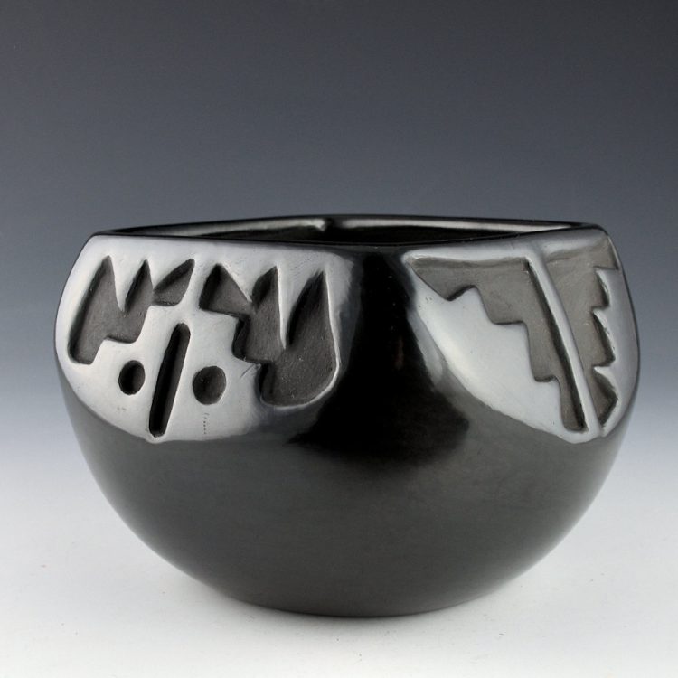 Shupla, Helen - Large Square Carved Bowl with Pueblo and Rain Designs (1960s) - Image 3