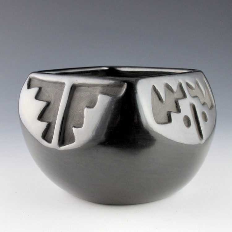 Shupla, Helen - Large Square Carved Bowl with Pueblo and Rain Designs (1960s) - Image 2