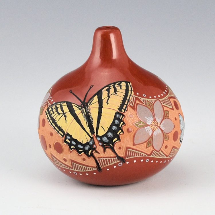 Tafoya, Jennifer - Red Jar with Butterflies and Flowers - Image 2