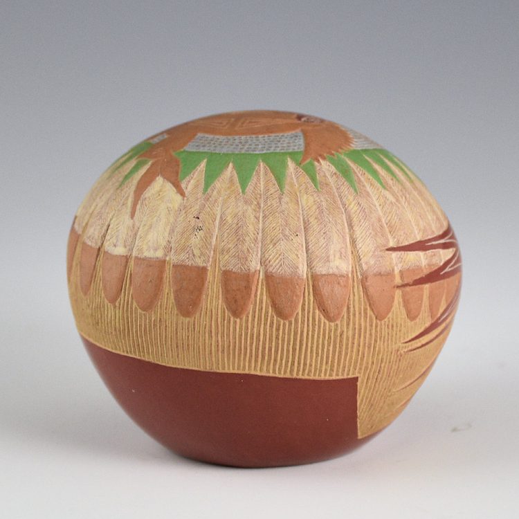 Lonewolf, Joseph - Relief Carved Seedpot with Rabbits, Bees, and Feathers (1978) - Image 4