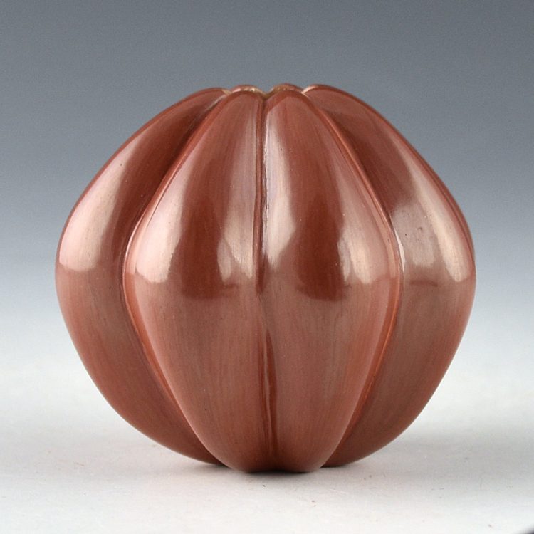 Youngblood-Lugo, Joseph - "Snow Drop" Red Wide Rib Melon Bowl - Image 4