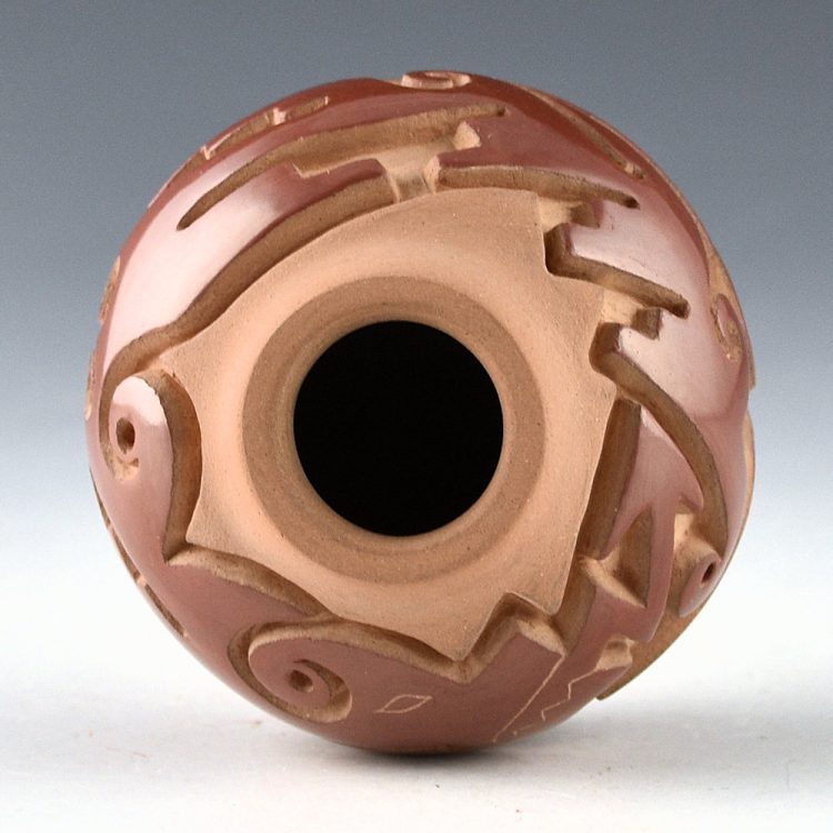 Youngblood, Nancy - Red Carved "Double Avanyu" Jar (2024) - Image 5