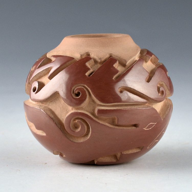 Youngblood, Nancy - Red Carved "Double Avanyu" Jar (2024) - Image 6