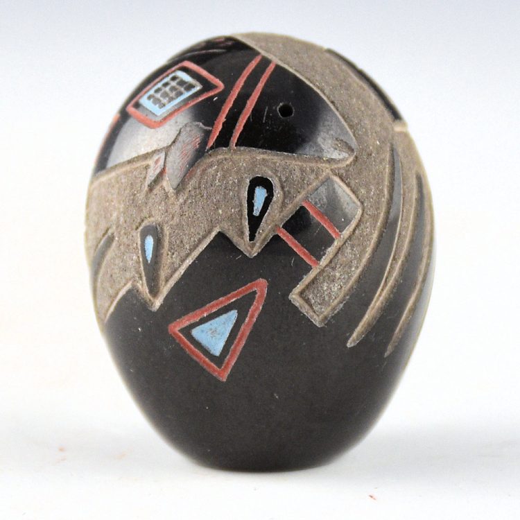 Tafoya, Ray  - Black Seedpot with Mimbres Fish (1984)