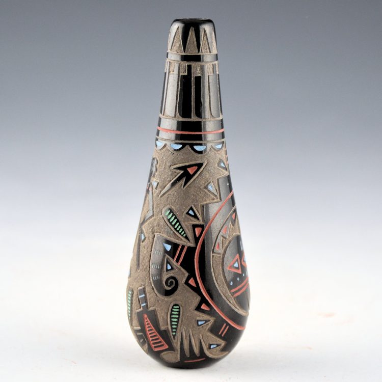 Tafoya, Ray  - Long Neck Jar with Bear and Falconer (1985) - Image 3