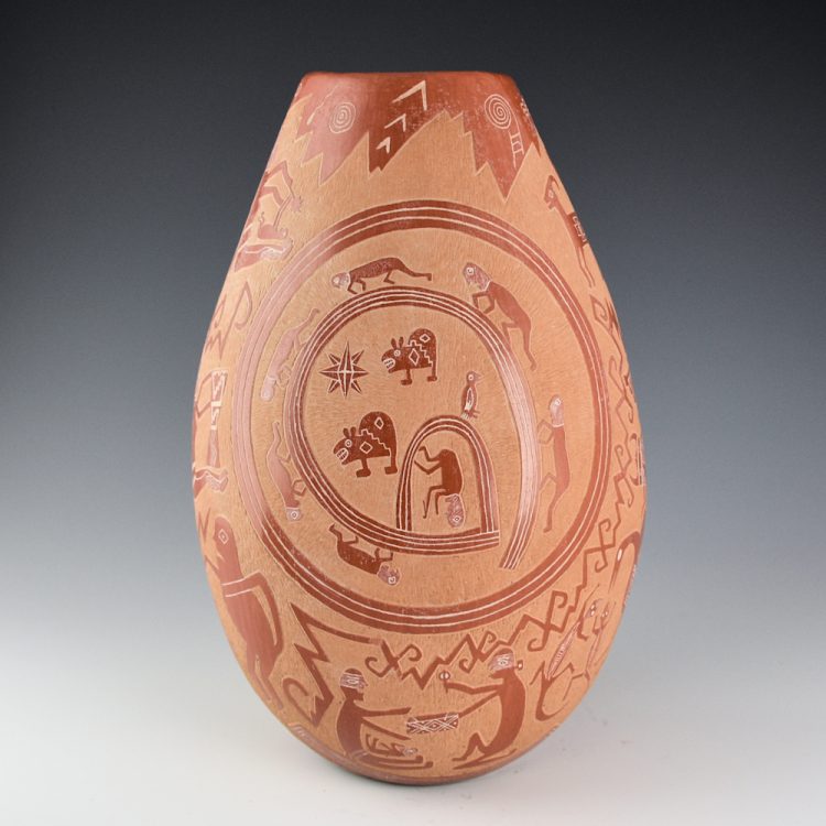 Tanner , Roy & Stella - 11" Tall "Life of the Mimbres" Jar (1991)