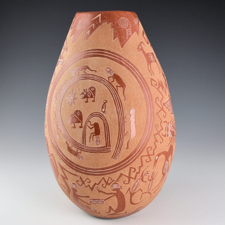 Tanner , Roy & Stella - 11" Tall "Life of the Mimbres" Jar (1991) - Image 5