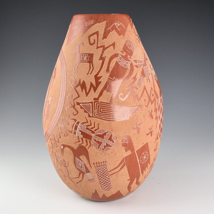 Tanner , Roy & Stella - 11" Tall "Life of the Mimbres" Jar (1991) - Image 4