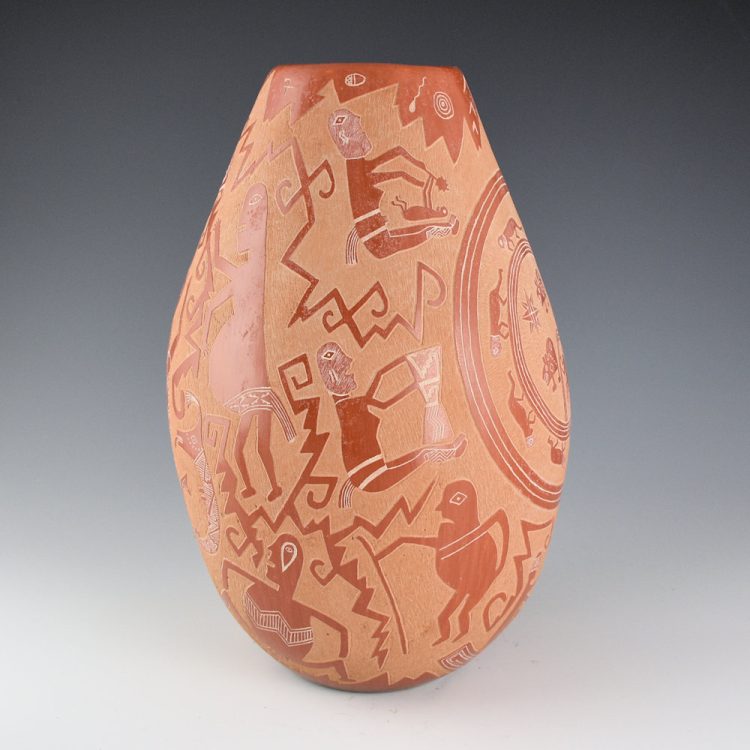 Tanner , Roy & Stella - 11" Tall "Life of the Mimbres" Jar (1991) - Image 2