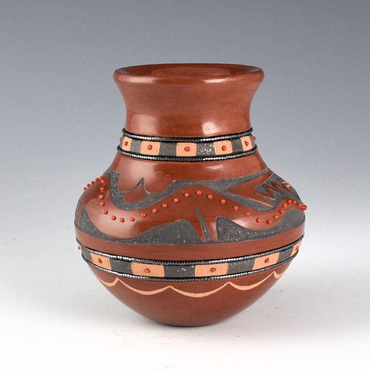 Sanchez, Russell  - Small Red and Black Water Jar with 103 Stones - Image 4