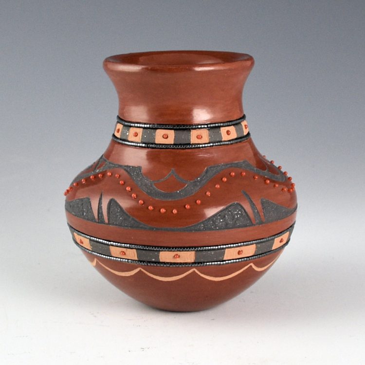 Sanchez, Russell  - Small Red and Black Water Jar with 103 Stones - Image 3