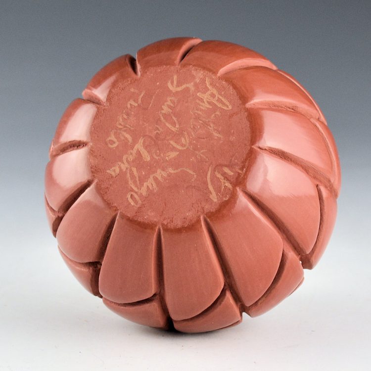 Suazo, Anita - "Sunflower" Carved Red Bowl with 36 Sections - Image 5