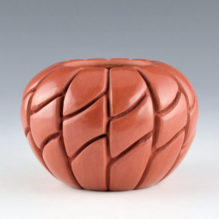 Suazo, Anita - "Sunflower" Carved Red Bowl with 36 Sections