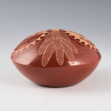 Alternative view of Tafoya, Camilio - Large Seed Bowl with Rabbit, Bear, and Corn (1975)