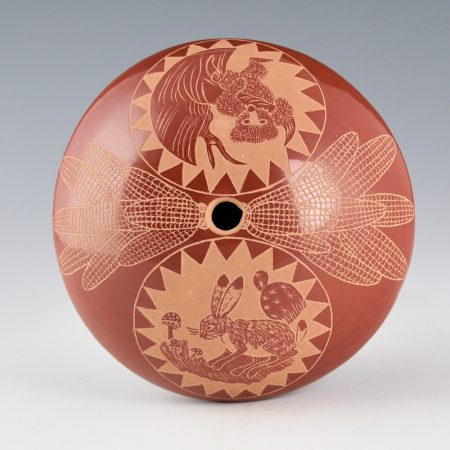 Tafoya, Camilio - Large Seed Bowl with Rabbit, Bear, and Corn (1975)