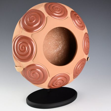 Alternative view of Youngblood, Christopher - "Eight Spiraling Clouds" Red Carved Wide Shoulder Jar