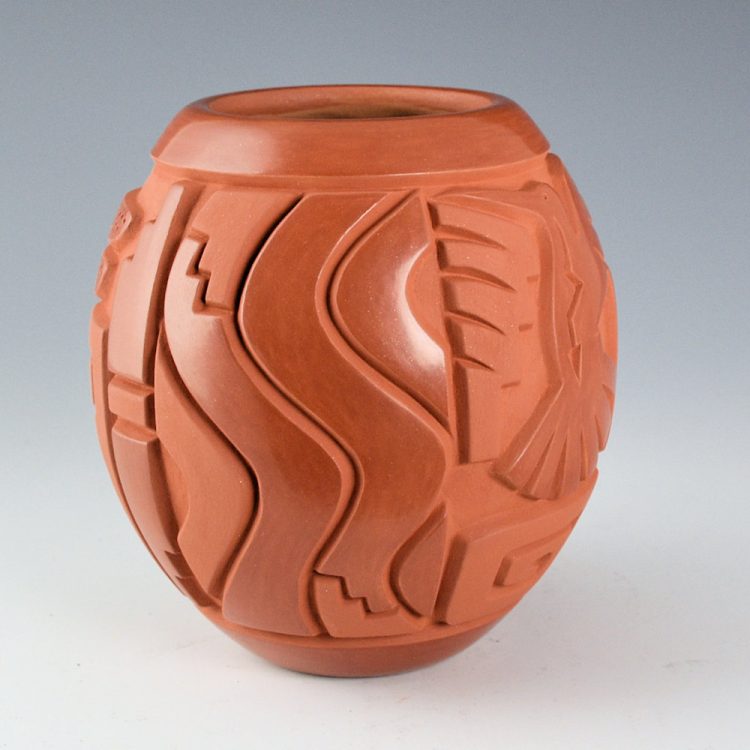 Begay, Jr., Harrison - Red Jar with Dragonfly and Hummingbird (2024) - Image 4