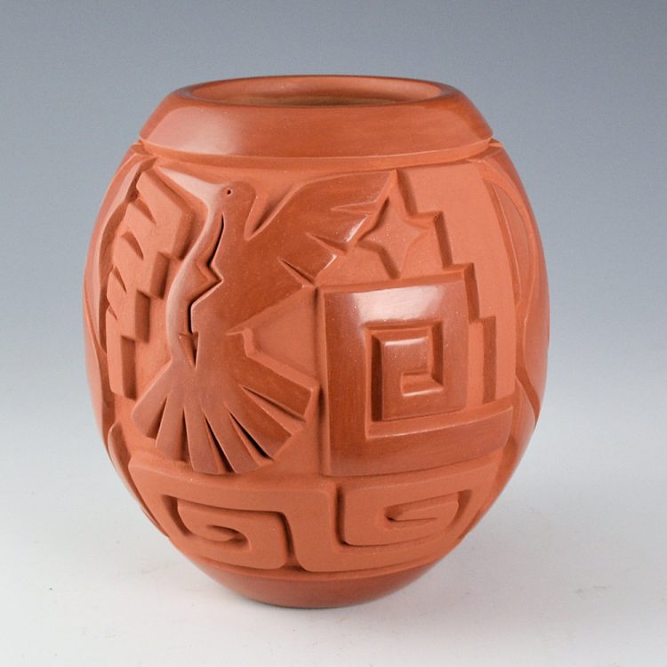 Begay, Jr., Harrison - Red Jar with Dragonfly and Hummingbird (2024) - Image 2