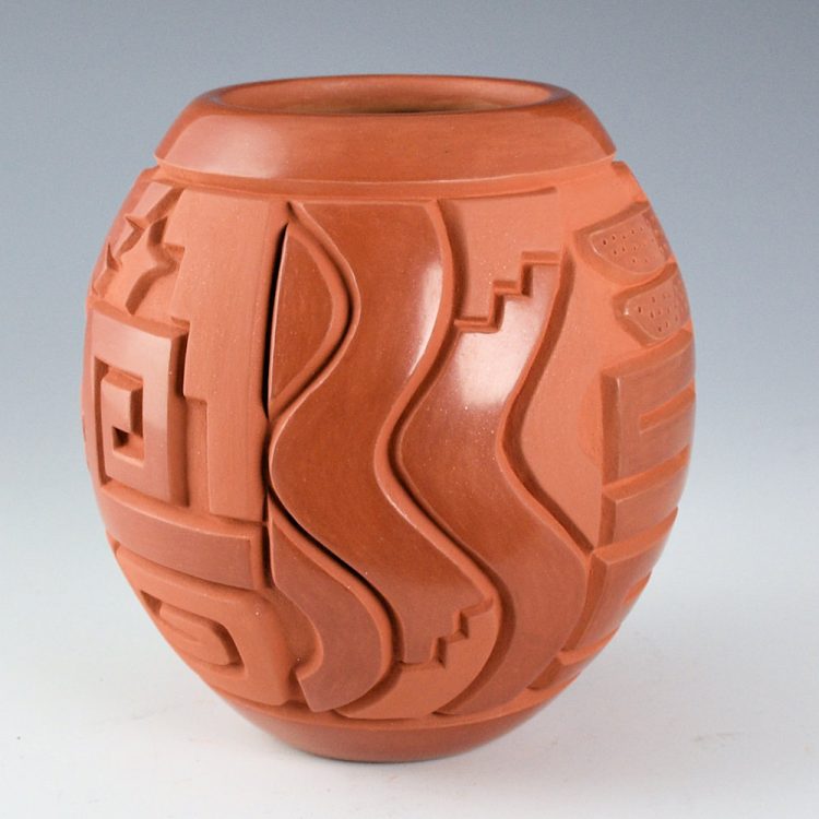 Begay, Jr., Harrison - Red Jar with Dragonfly and Hummingbird (2024) - Image 3