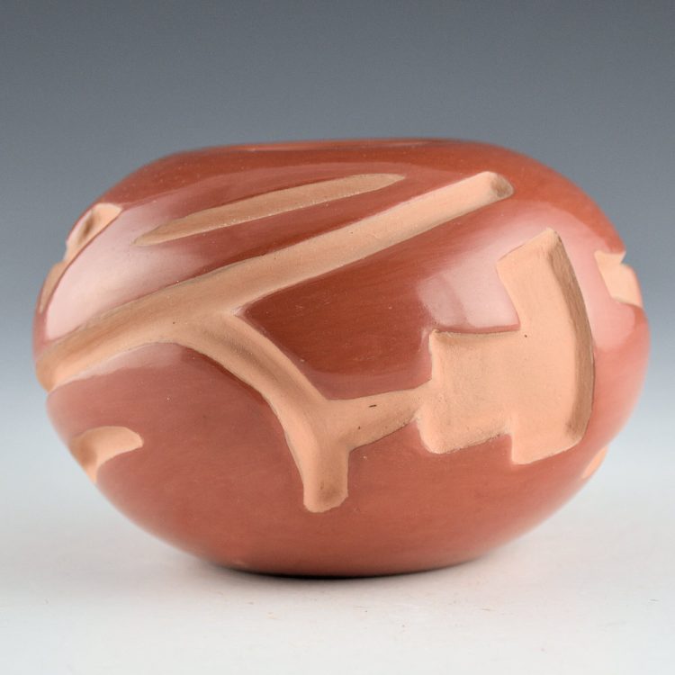 Shupla, Helen - Red Carved Bowl with Rain Designs (1970s)