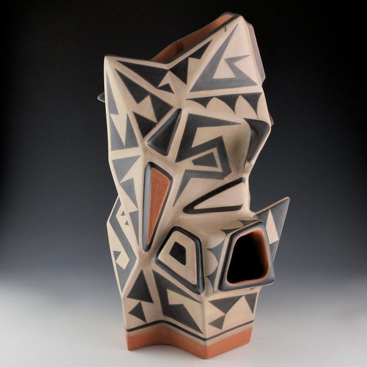 Suina, Jeff - "Cottonwood" 15" Tall Faceted Geometric Design Jar