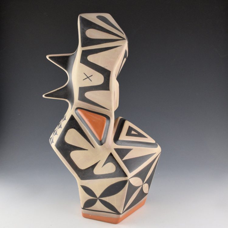 Suina, Jeff - "Ringtail" 15" Tall Faceted Geometric Design Jar