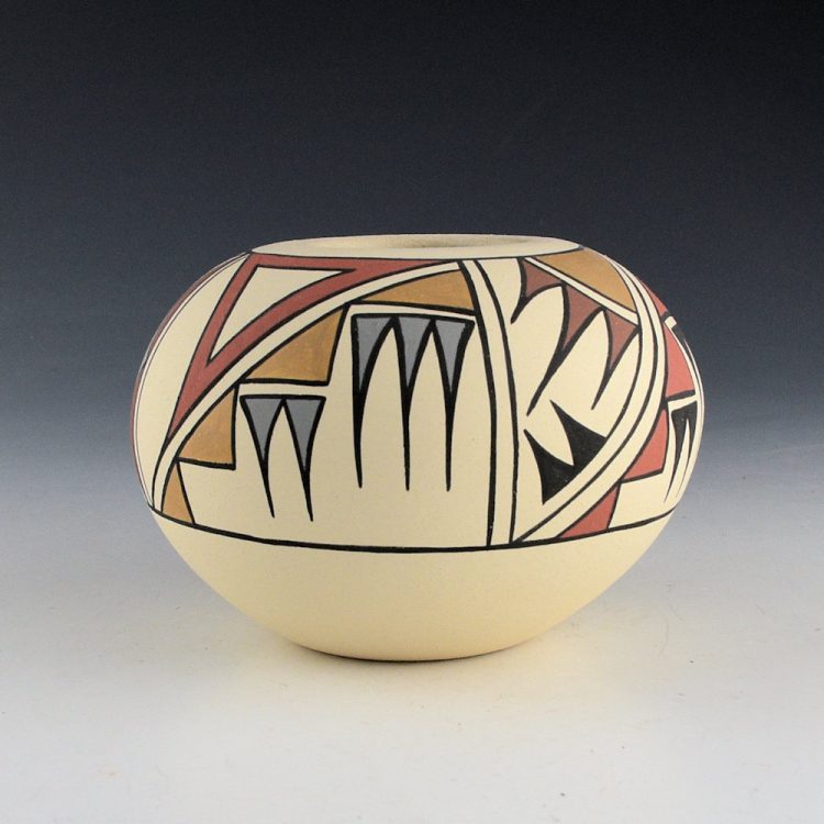 Talachy, Joe & Thelma - Pojoaque Polychrome Bowl with Rain Clouds (1970s) - Image 4