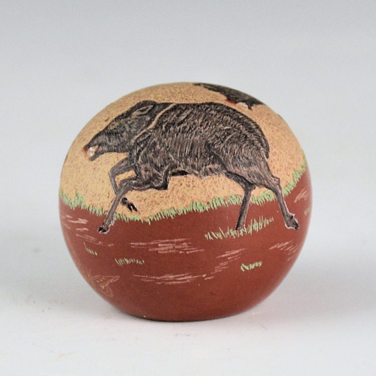 Lonewolf, Joseph - "Peccaries" Small Seedpot with Realistic Javelina (1991)