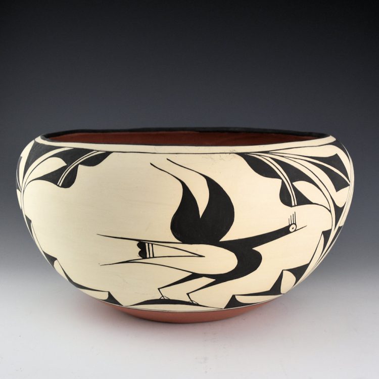 Shije, Juanita- 12" Wide Bowl with Roadrunners and Rain Clouds