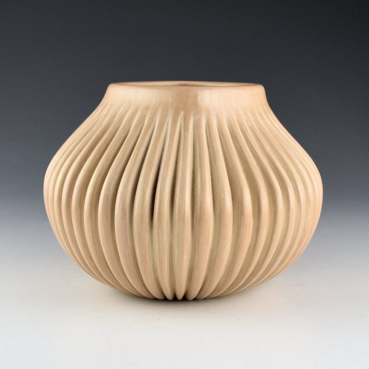 Gachupin, Laura - Tan Polished 48 Straight Rib Melon Jar with Square Opening - Image 5