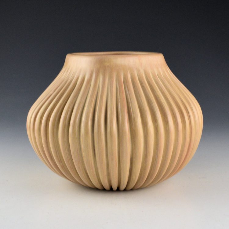 Gachupin, Laura - Tan Polished 48 Straight Rib Melon Jar with Square Opening - Image 3