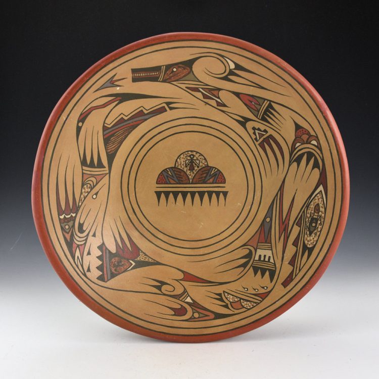 Gutierrez, Lela & Van - 11.5" Wide Polychrome Plate with Avanyu and Clouds (1940s)