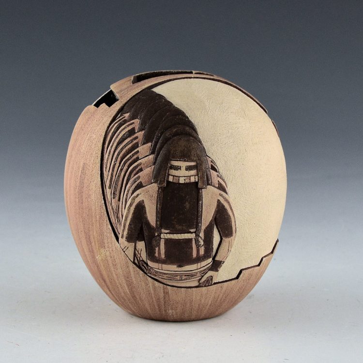 Nampeyo, Loren Hamilton - Bowl with Tewa Sun and Seven Longhair Katsinas