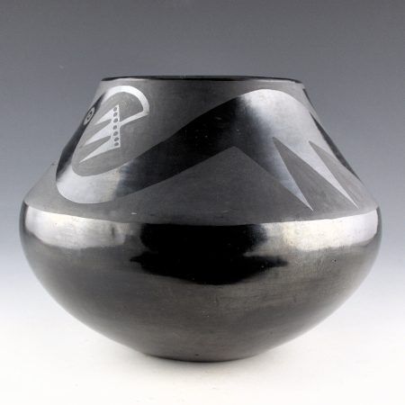 Alternative view of Martinez, Maria - Black-on-Black Jar with Avanyu, "Marie + Julian" (1930's)