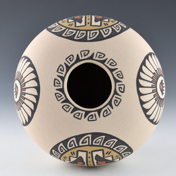 Vigil, Minnie - Large Polychrome Bowl with Feather and Cloud Medallions (1980's) - Image 2