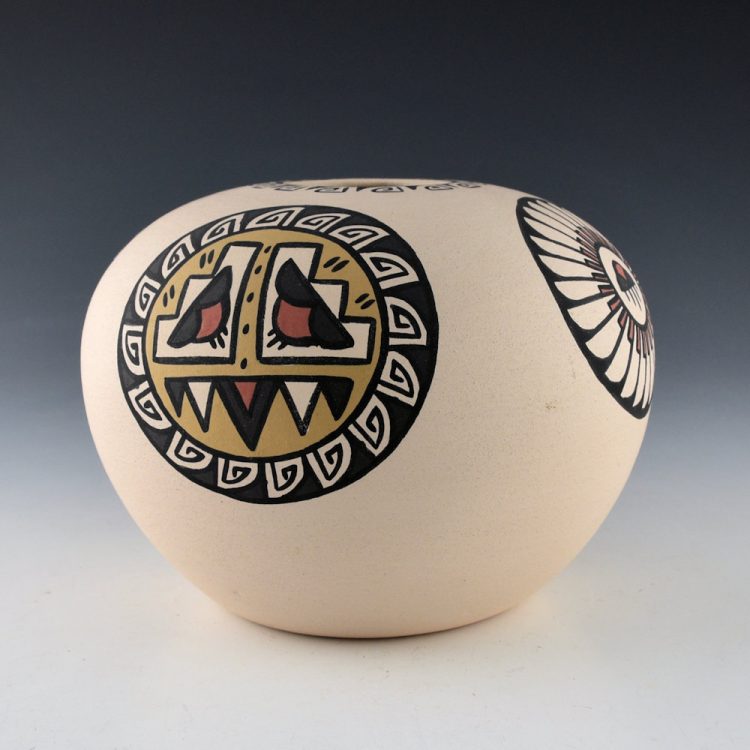 Vigil, Minnie - Large Polychrome Bowl with Feather and Cloud Medallions (1980's)