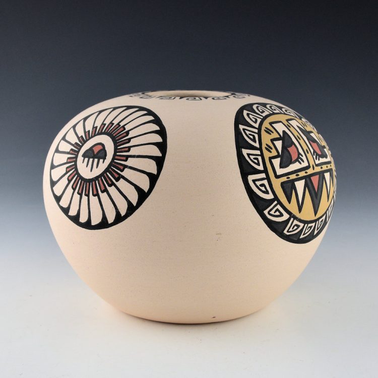 Vigil, Minnie - Large Polychrome Bowl with Feather and Cloud Medallions (1980's) - Image 3