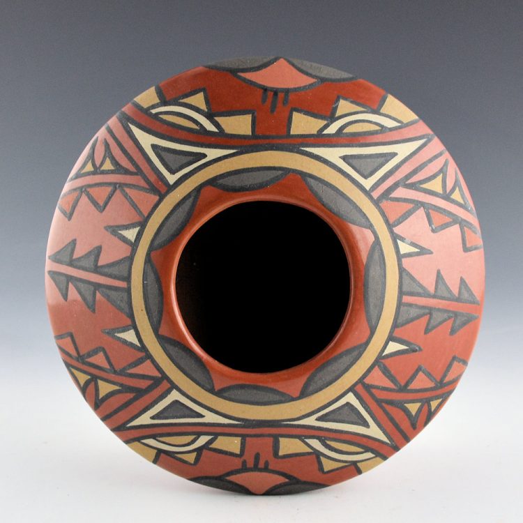 Vigil, Minnie - Red Polychrome Jar with Cloud and Rainbow Designs (1970s) - Image 2