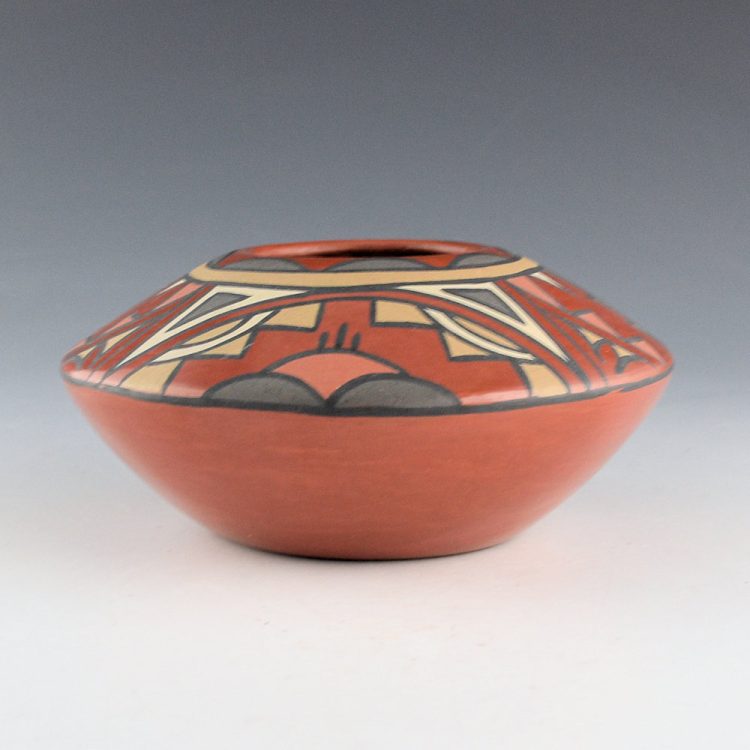 Vigil, Minnie - Red Polychrome Jar with Cloud and Rainbow Designs (1970s)